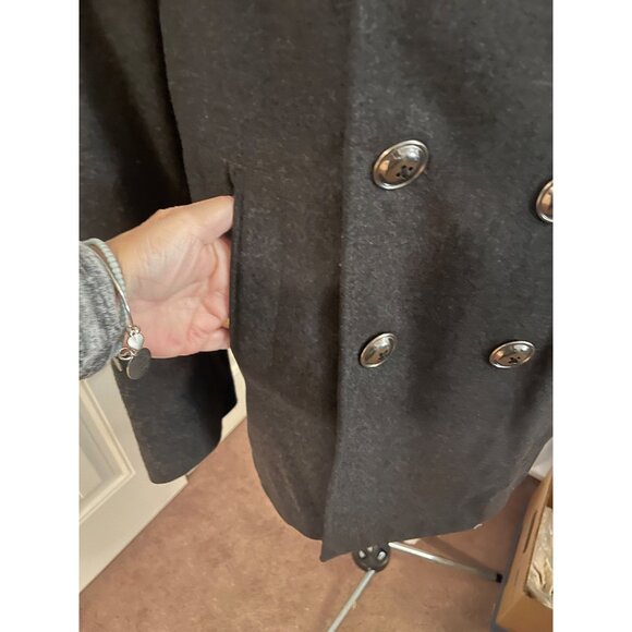 Mens Clothcraft Virgin Wool Blend Peacoat Large Double-Breasted Charcoal - Picture 11 of 16